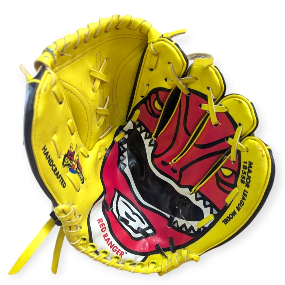 Vintage 1994 Power Rangers Youth Baseball Glove Red Ranger Remco Yellow Black